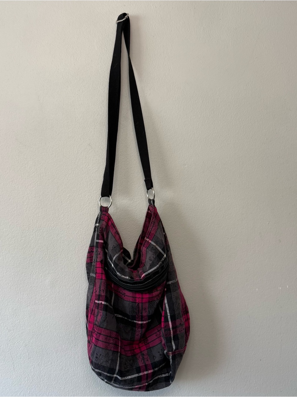 Pink & Black Plaid Tote Bag